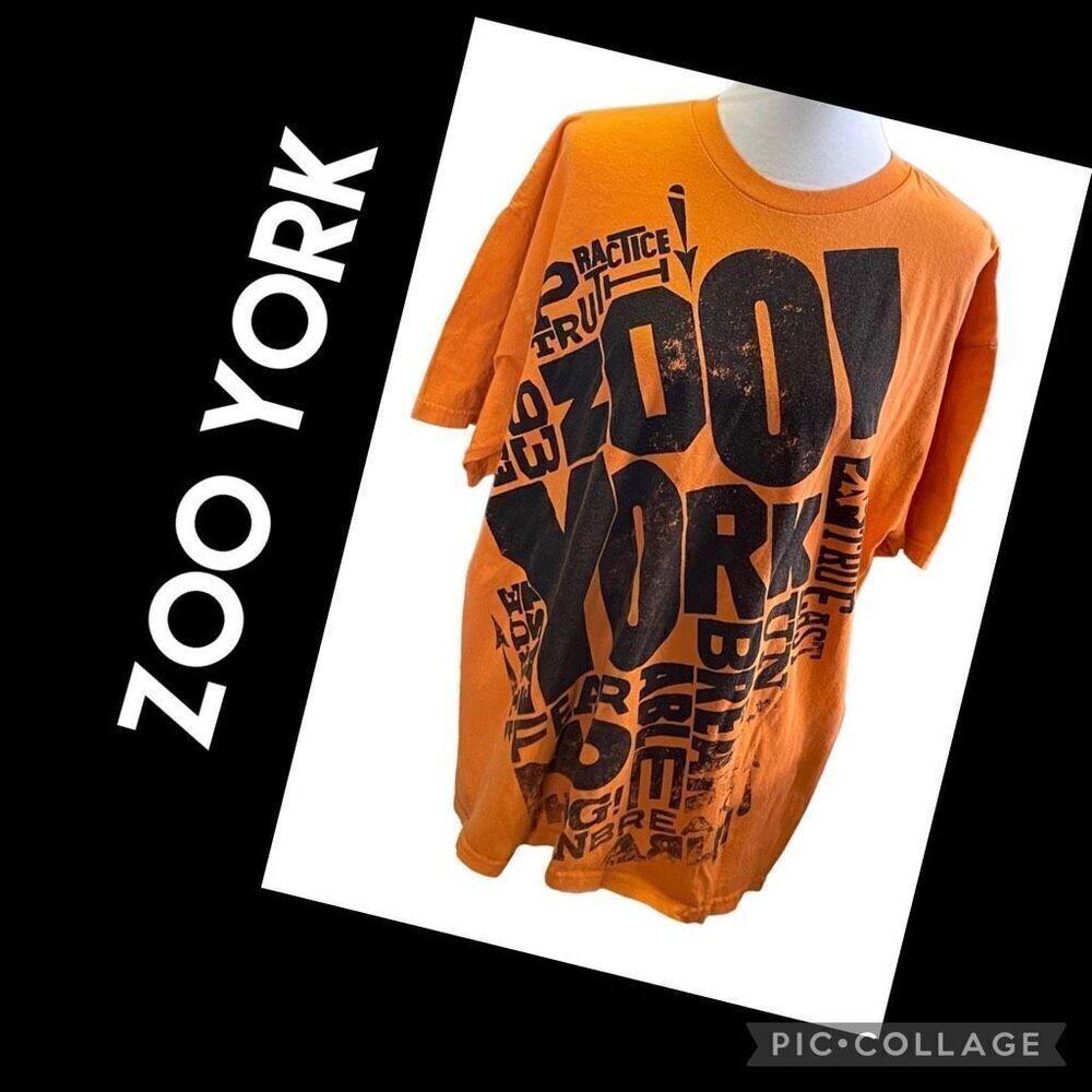 Zoo York Orange 100% Cotton Graphic T-Shirt Size XL